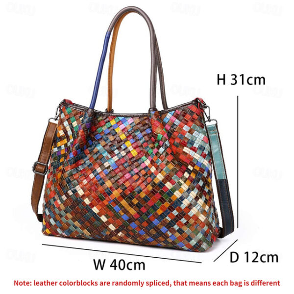 Women's Handbag Crossbody Bag Shoulder Bag Boston Bag Leather Outdoor Daily Holiday Zipper Large Capacity Durable Anti-Dust Patchwork Rainbow 2025 - U