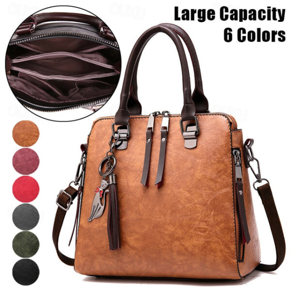 Women's Handbag Crossbody Bag Shoulder Bag Dome Bag Boston Bag PU Leather Outdoor Daily Holiday Pendant Zipper Large Capacity Waterproof Lightweight S