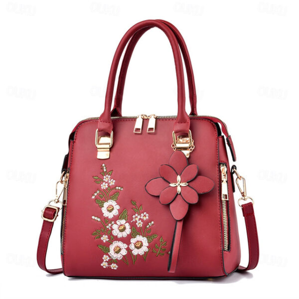 Women's Handbag Crossbody Bag Shoulder Bag Dome Bag PU Leather Office Valentine's Day Daily Pendant Embroidery Chain Flower Black Yellow Pink 2025 - U