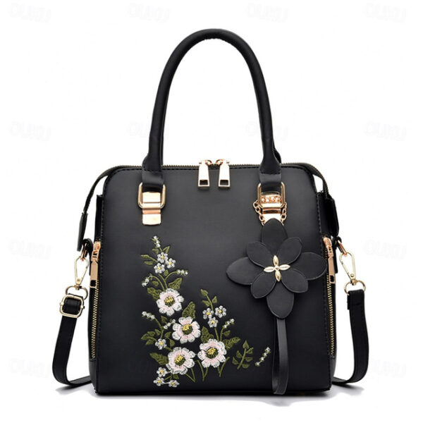 Women's Handbag Crossbody Bag Shoulder Bag Dome Bag PU Leather Office Valentine's Day Daily Pendant Embroidery Chain Flower Black Yellow Pink 2025 - U