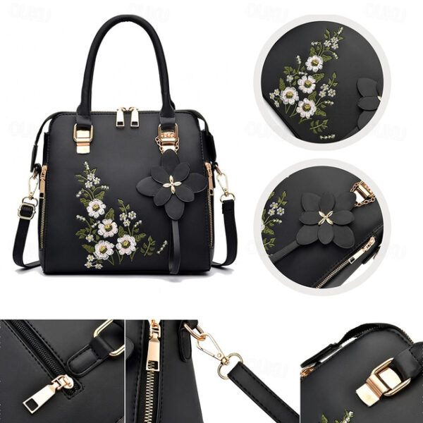 Women's Handbag Crossbody Bag Shoulder Bag Dome Bag PU Leather Office Valentine's Day Daily Pendant Embroidery Chain Flower Black Yellow Pink 2025 - U