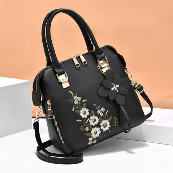 Women's Handbag Crossbody Bag Shoulder Bag Dome Bag PU Leather Office Valentine's Day Daily Pendant Embroidery Chain Flower Black Yellow Pink 2025 - U