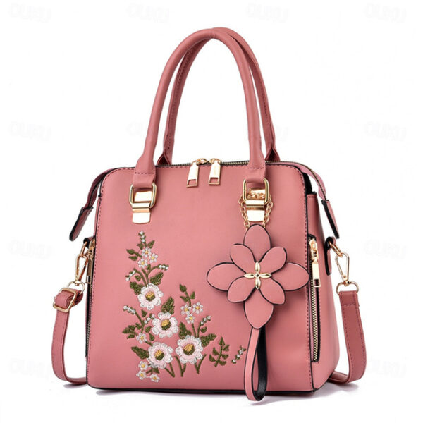 Women's Handbag Crossbody Bag Shoulder Bag Dome Bag PU Leather Office Valentine's Day Daily Pendant Embroidery Chain Flower Black Yellow Pink 2025 - U