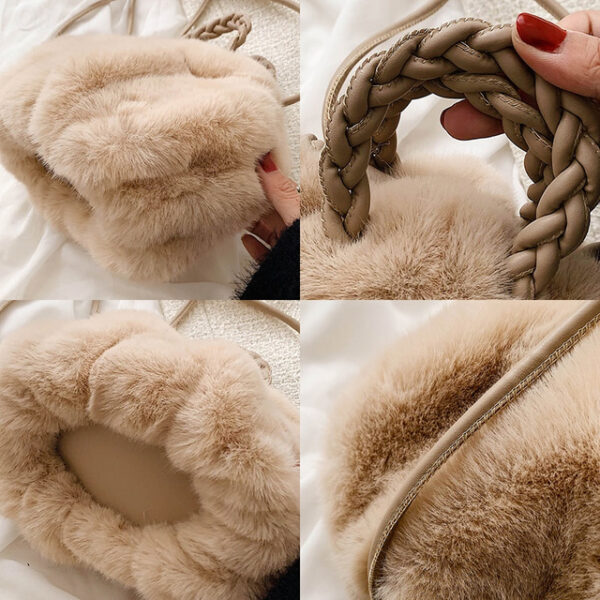 Women's Handbag Crossbody Bag Shoulder Bag Fluffy Bag Faux Fur Christmas Shopping Daily Braided Strap Large Capacity Lightweight Solid Color Patchwork