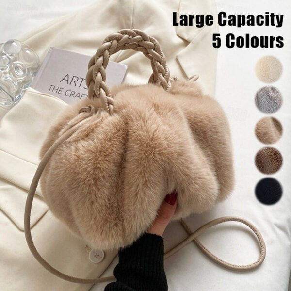 Women's Handbag Crossbody Bag Shoulder Bag Fluffy Bag Faux Fur Christmas Shopping Daily Braided Strap Large Capacity Lightweight Solid Color Patchwork