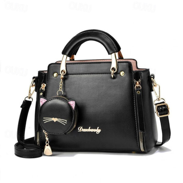 Women's Handbag PU Leather Office Daily Waterproof Durable Black White Pink 2025 - US $27.99