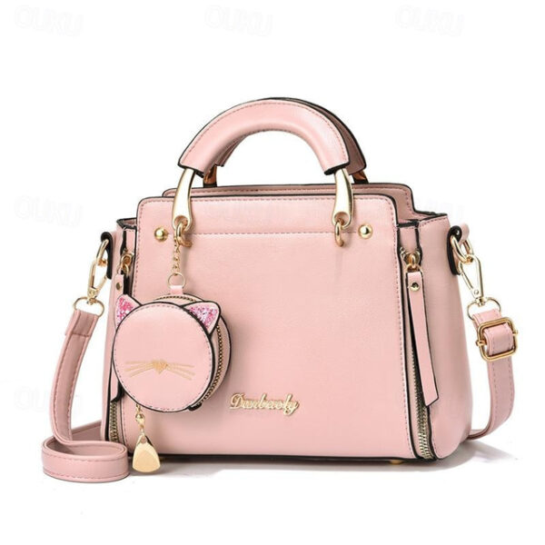 Women's Handbag PU Leather Office Daily Waterproof Durable Black White Pink 2025 - US $27.99