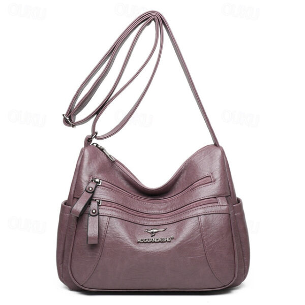 Women's Large Capacity Leather Shoulder Bag, Multi-Zip Pockets Crossbody Bag, Stylish and Durable Handbag for Daily Use, Available in 5 Colors 2025 -