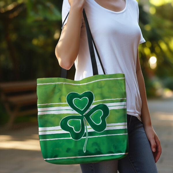 Women's Large Capacity Shamrock Tote Bag with St. Patrick's Day Clover Print – Lightweight and Reusable for Shopping, Daily Use, and Festive Occasions