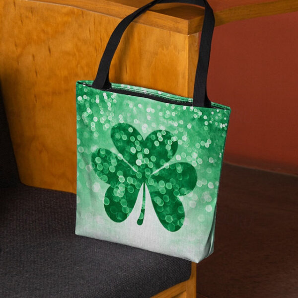 Women's Large Capacity Shamrock Tote Bag with St. Patrick's Day Clover Print – Lightweight and Reusable for Shopping, Daily Use, and Festive Occasions