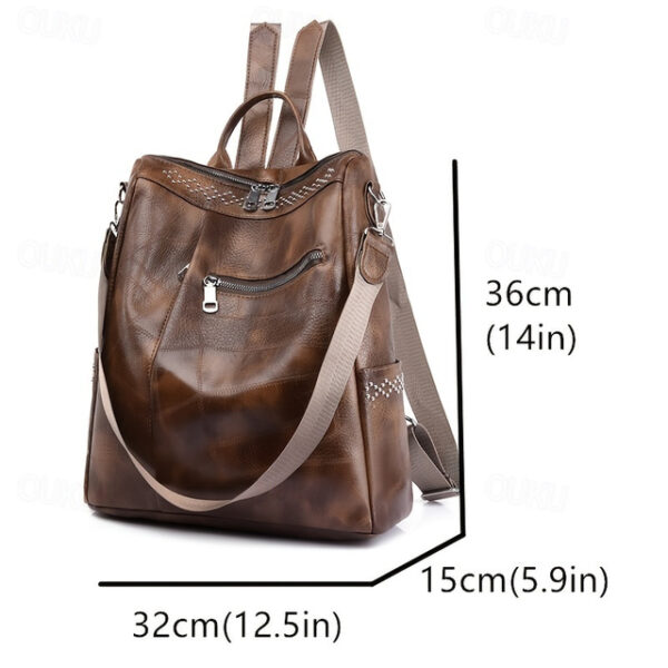 Women's Leather Multi-Function Backpack - Large Capacity, Anti-Theft Back to School Bag in Brown and Black 2025 - US $29.99