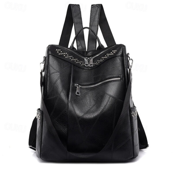 Women's Leather Multi-Function Backpack - Large Capacity, Anti-Theft Back to School Bag in Brown and Black 2025 - US $29.99