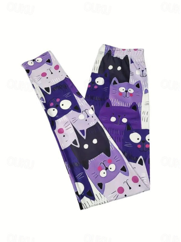 Women's Leggings Fashion Streetwear Full Length High Waist Animal Printing Thermal Warm Breathable Soft Micro-elastic Outdoor Daily Violet Fall Winter