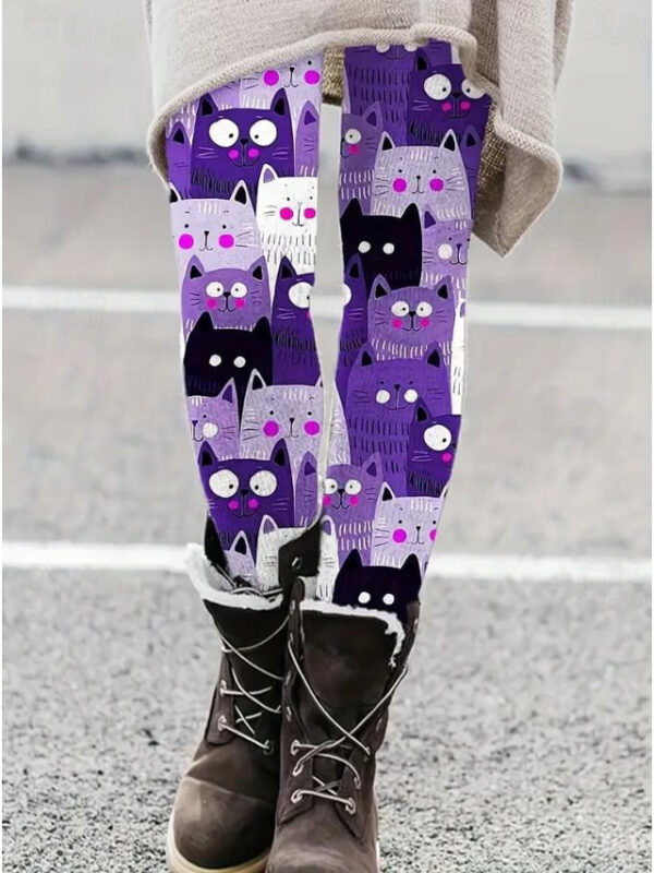 Women's Leggings Fashion Streetwear Full Length High Waist Animal Printing Thermal Warm Breathable Soft Micro-elastic Outdoor Daily Violet Fall Winter