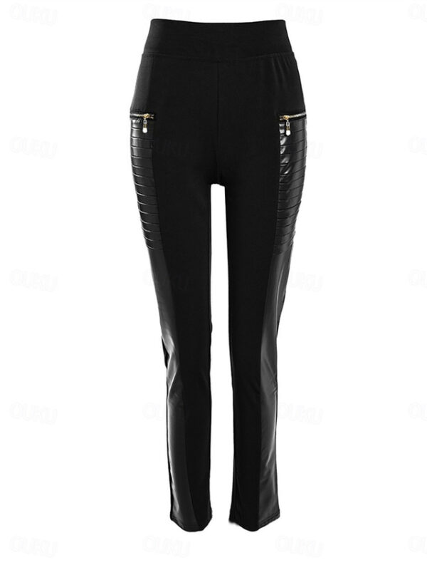 Women's Leggings Fashion Streetwear Full Length High Waist Color Block Zipper Pocket High Cut Breathability Soft Comfortable Micro-elastic Outdoor Hom