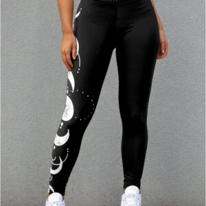 Women's Leggings Fashion Streetwear Full Length High Waist Graphic Printing Thermal Warm Breathable Soft Micro-elastic Outdoor Daily Black Fall Winter