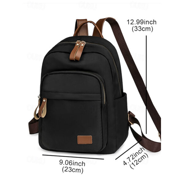 Women's Minimalist Beige Nylon Backpack with Brown Leather Accents - Lightweight and Durable, Perfect for Everyday Use 2025 - US $23.99