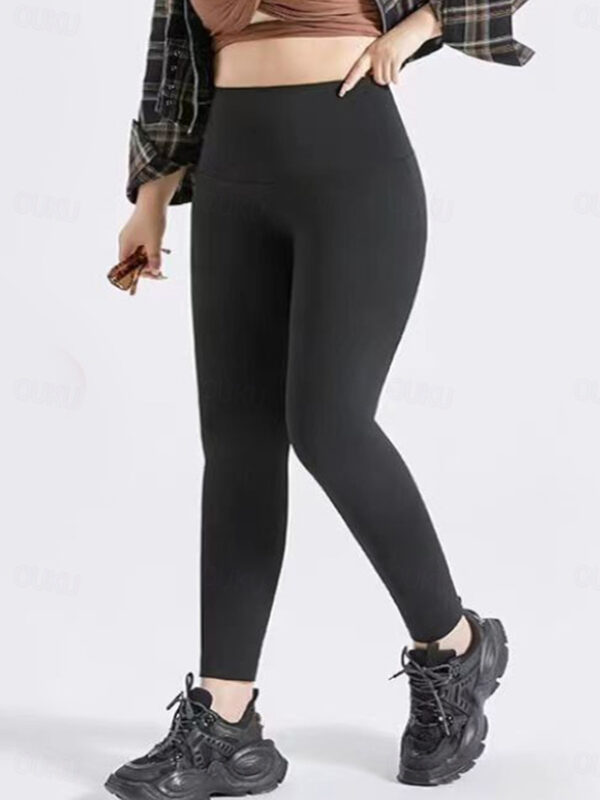 Women's Plus Size Leggings Fashion Streetwear Full Length High Waist Solid Color Patchwork Comfort Breathability Soft Micro-elastic Vacation Street Da