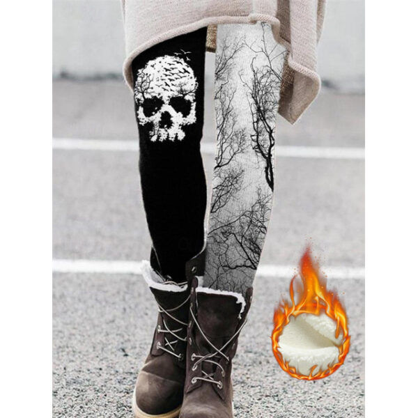 Women's Tights Leggings Fashion Full Length High Waist Geometric Skull Cat Print Thermal Warm Tummy Control Butt Lift Stretchy Halloween Casual Daily