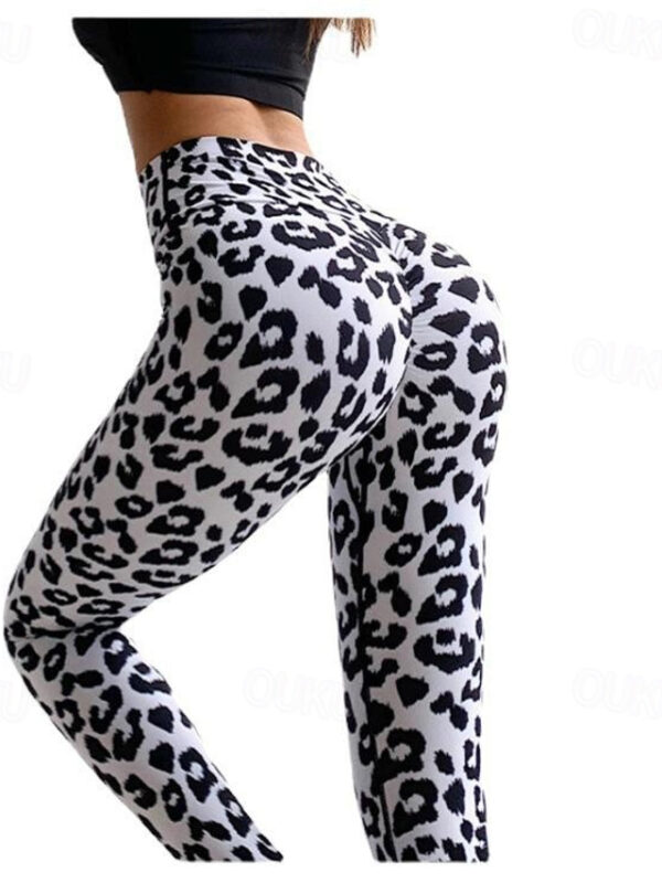 Women's Tights Leggings Yoga Ankle-Length Leopard Ruched Butt Lifting Print Soft Sports High Elasticity Yoga Black White Yellow 2025 - US $18.99