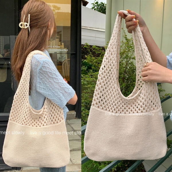 Women's Tote Shoulder Bag Hobo Bag Straw Bag Polyester Holiday Beach Large Capacity Foldable Lightweight Solid Color Light Blue dark brown Grass Green